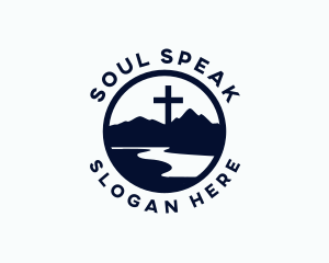 Preach - Christian Cross Mountain Valley logo design