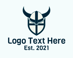 Scandinavian - Viking Helmet Shield logo design