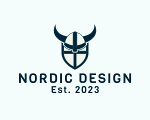 Scandinavia - Viking Helmet Shield logo design