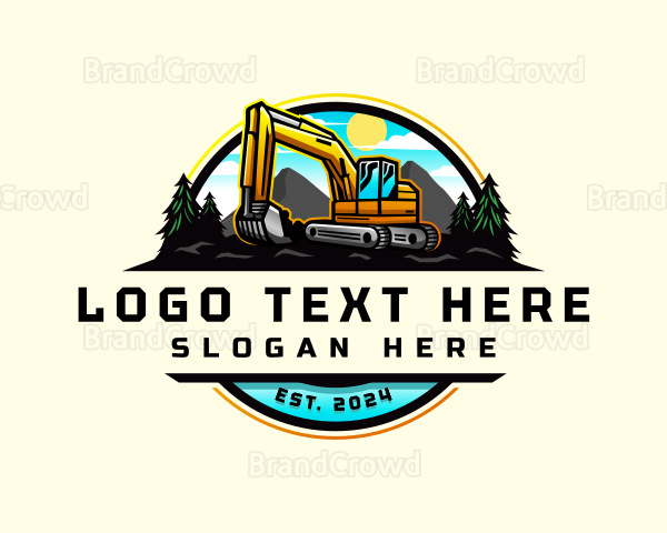 Excavator Mining Quarry Logo