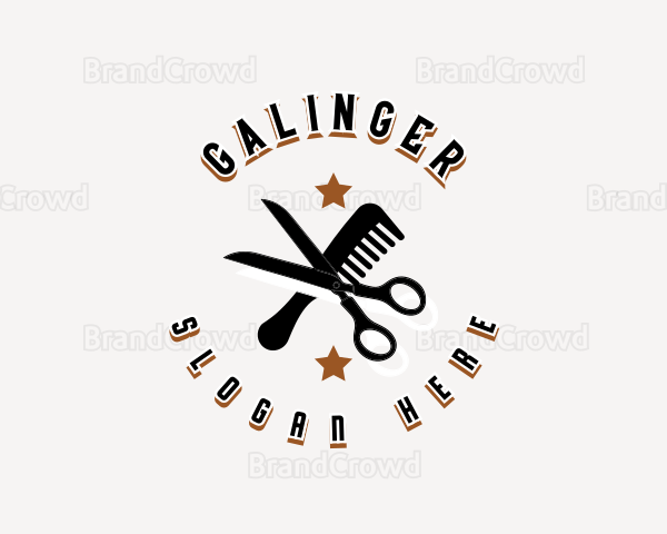 Barber Scissors Comb Logo