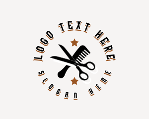 Hair Cut - Barber Scissors Comb logo design