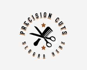 Barber Scissors Comb logo design