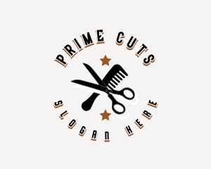 Barber Scissors Comb logo design