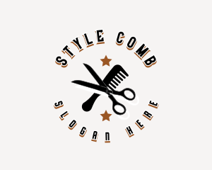 Barber Scissors Comb logo design