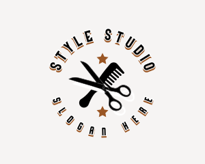 Barber Scissors Comb logo design