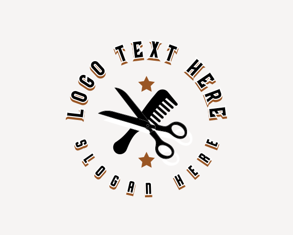 Grooming - Barber Scissors Comb logo design