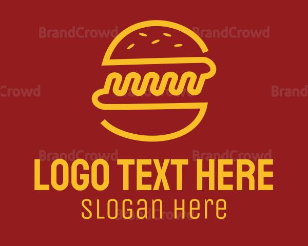 Yellow Monoline Burger Sandwich Logo