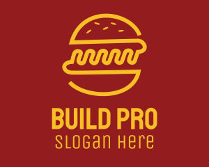 Yellow Monoline Burger Sandwich logo design
