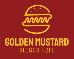 Mustard - Yellow Monoline Burger Sandwich logo design