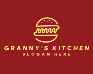 Yellow Monoline Burger Sandwich logo design