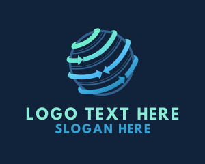 Logistics - Blue Arrow Globe logo design