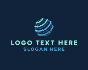 Logistics - Blue Arrow Globe logo design