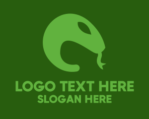 Herpetology - Green Snake Tongue logo design