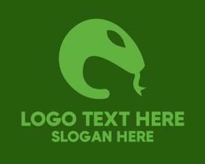 Snake - Green Snake Tongue logo design