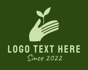 Vegan - Silhouette Seedling Hand logo design