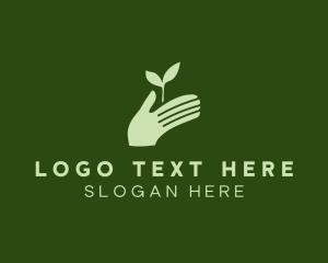 Eco Friendly - Silhouette Seedling Hand logo design