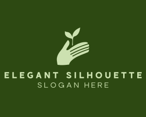 Silhouette Seedling Hand  logo design