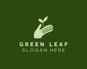 Silhouette Seedling Hand  logo design