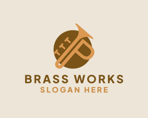 Brass - Trumpet Letter P logo design