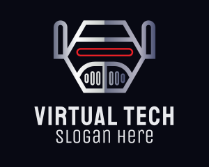 Virtual - Metallic Robot Head logo design