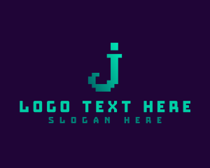 Letter J - Digital Square Pixel logo design