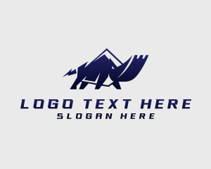 Heavy Machinery - Excavator Mining Rhinoceros logo design