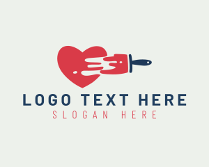 Brush - Heart Paint Brush logo design