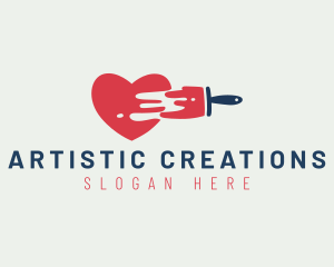 Creations - Heart Paint Brush logo design