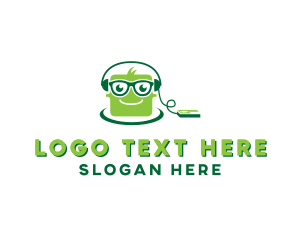 Geek - Cube Eyeglasses Headphones logo design