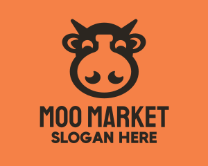 Moo - Cow Laboratory Flask logo design