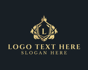 Royal - Royal Shield Leaves logo design