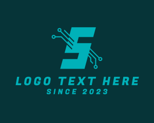 Digital - Network Circuit Tech Letter S logo design