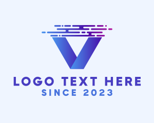 Network - Data Stream Business Letter V logo design