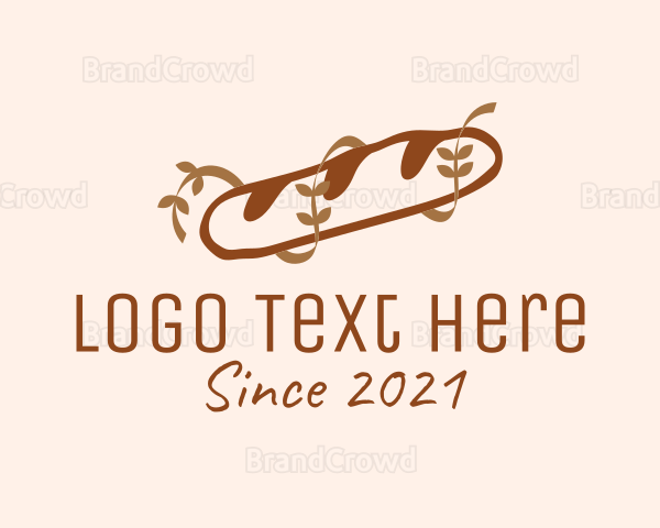 Brown Baguette Bread Logo