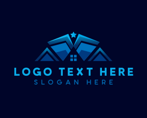Roofing - Geometric House Shelter logo design