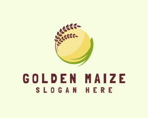 Maize - Wheat Plant Sun Grass logo design