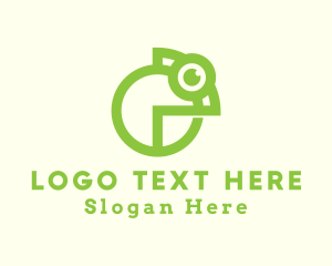 Green Lizard - Green Chameleon Pet logo design