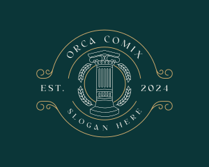 Justice Greek Pillar Column Logo