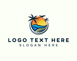 Travel - Tropical Beach Resort Escapade logo design