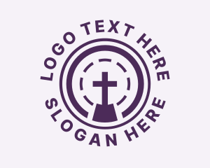 Youth Service - Purple Cross Worship logo design