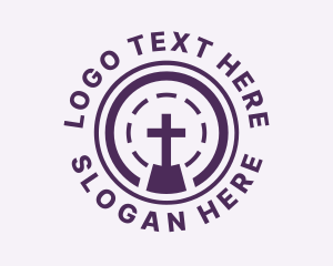 Religion - Purple Cross Worship logo design