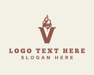 Letter V - Ice Cream Dessert logo design