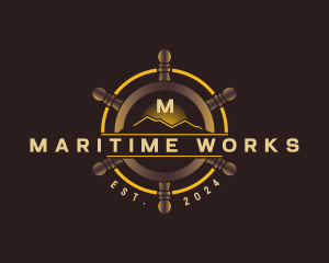 Ship Navigation Helm logo design