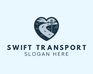 Heart Stoplight Road Transport logo design