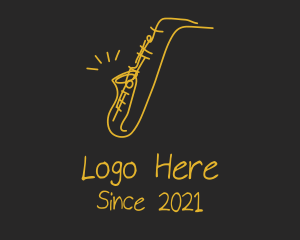 Musical Instrument - Golden Jazz Saxophone logo design