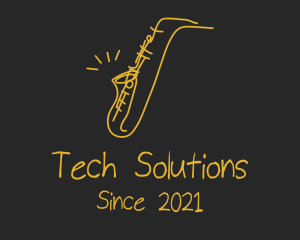 Music Class - Golden Jazz Saxophone logo design