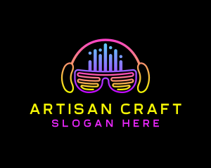 Neon DJ Party Shades logo design