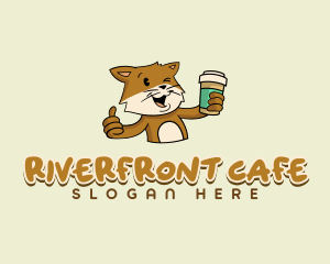 Cat Coffee Cafe logo design