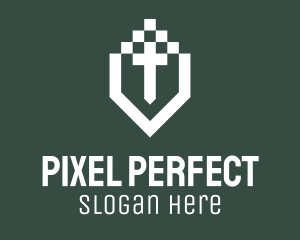 Pixel Medieval Weapon logo design